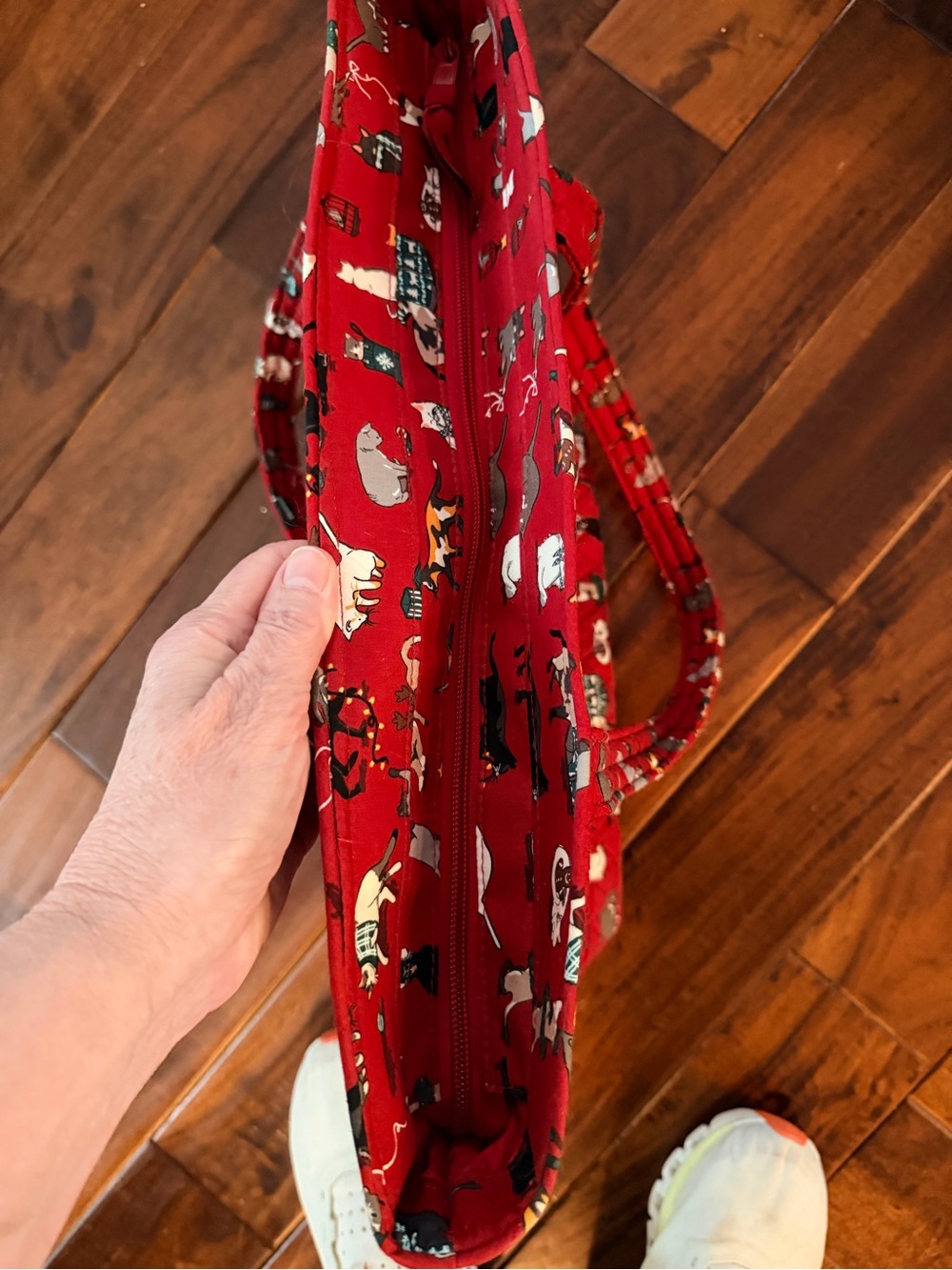 Large Vera Bradley Red Cat Pattern Quilted Xmas Tote - Picture 5 of 7